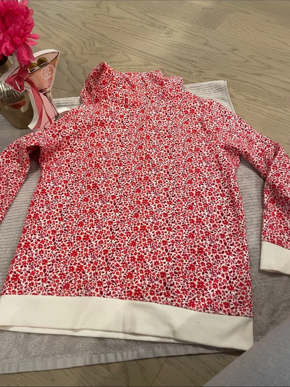 Cat & Jack Red and White Floral Hoodie